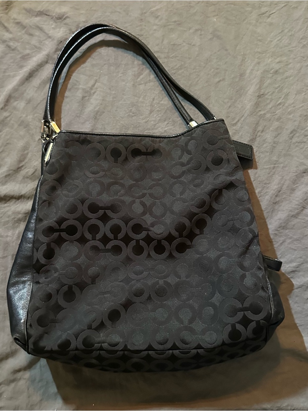 Coach Madison Phoebe Signature Black Jacquard Leather Hobo Shoulder Bag